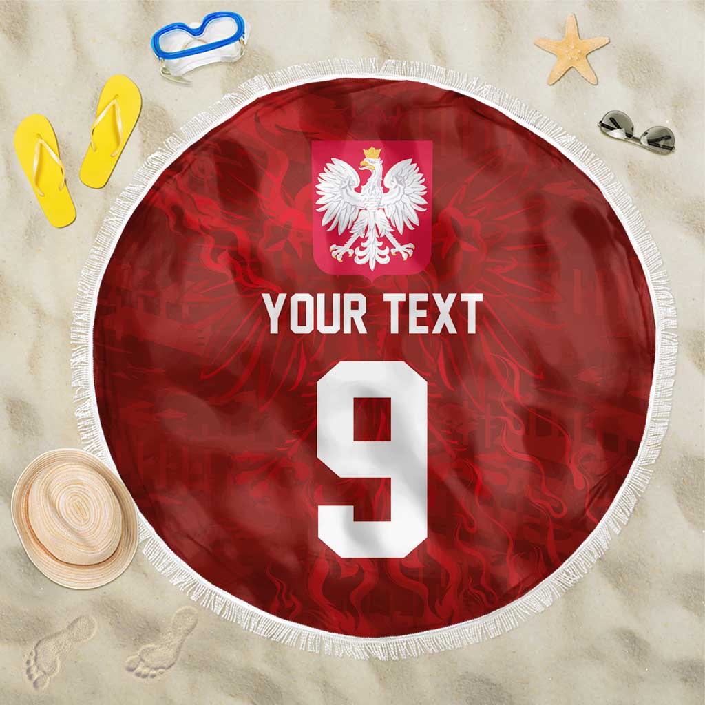 Custom Poland National Football Beach Blanket The Eagles on Flames - Wonder Print Shop
