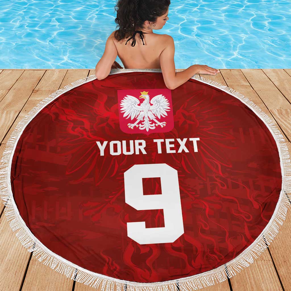 Custom Poland National Football Beach Blanket The Eagles on Flames - Wonder Print Shop