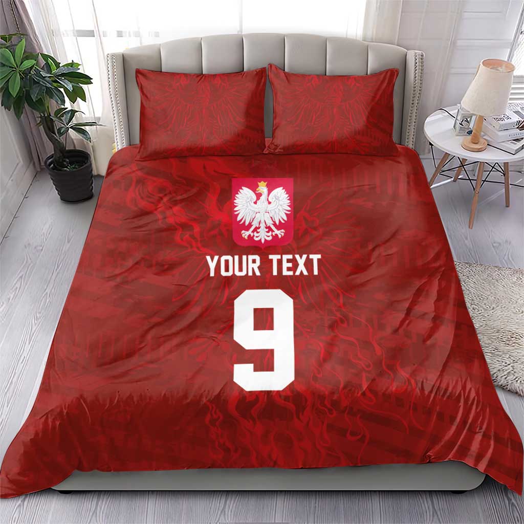 Custom Poland National Football Bedding Set The Eagles on Flames - Wonder Print Shop