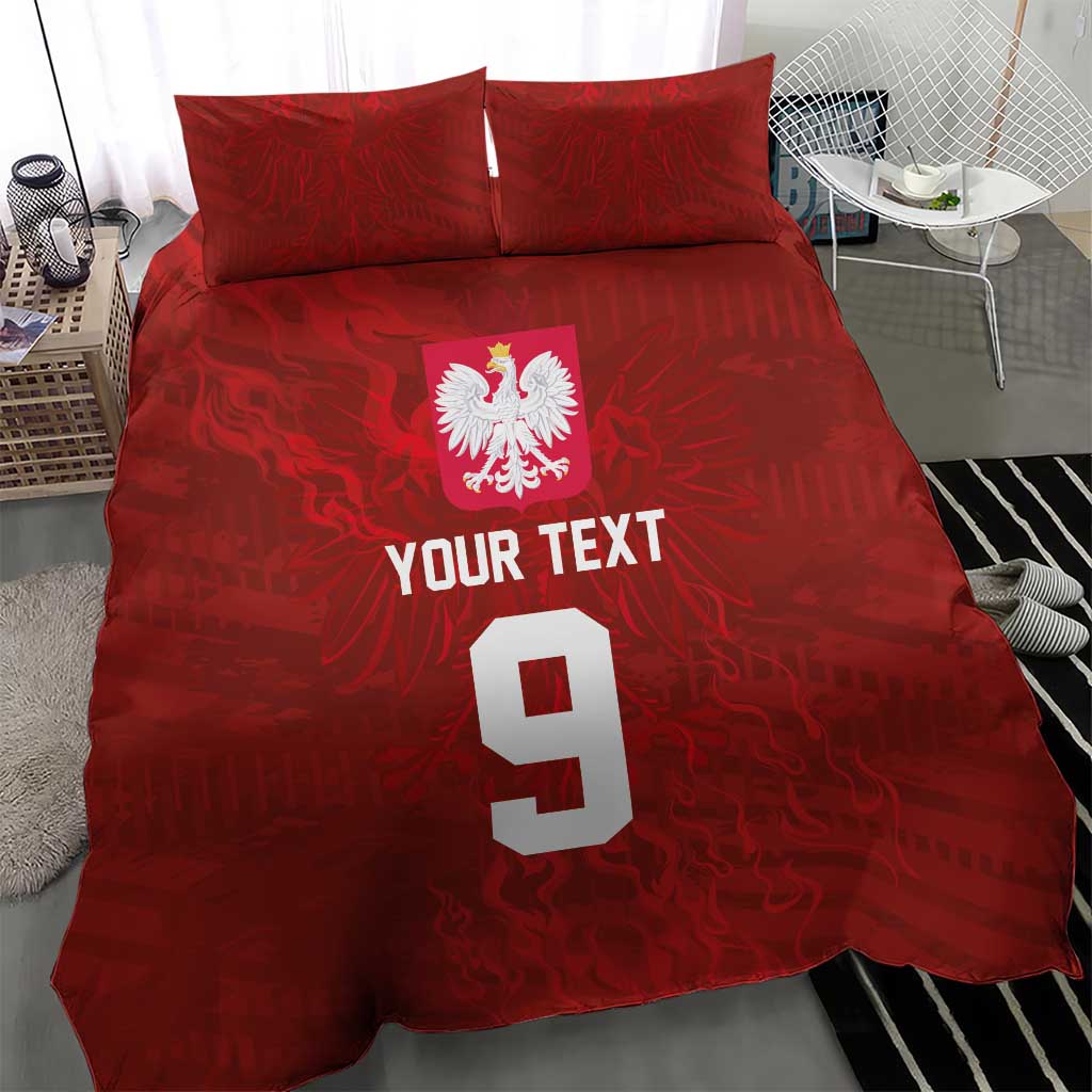 Custom Poland National Football Bedding Set The Eagles on Flames - Wonder Print Shop