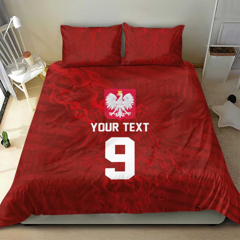Custom Poland National Football Bedding Set The Eagles on Flames - Wonder Print Shop