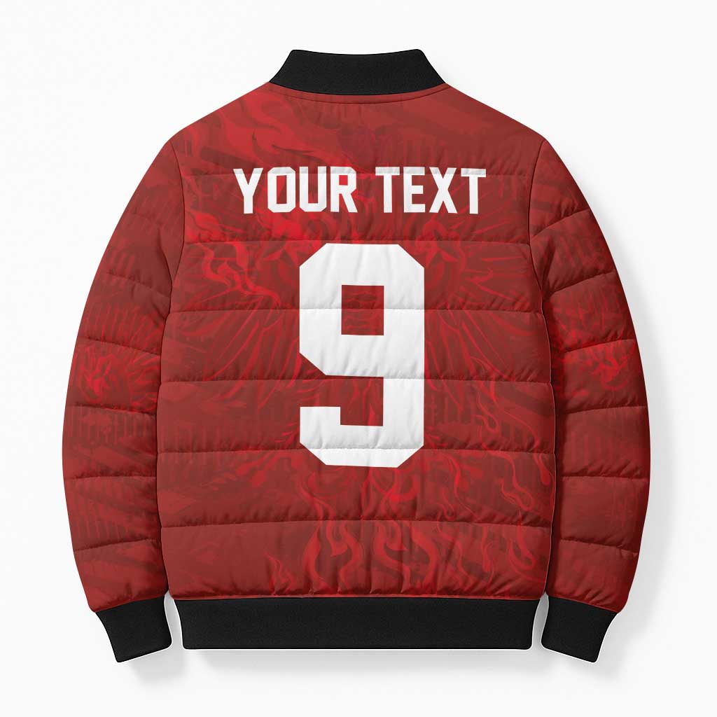 Custom Poland National Football Bomber Puffer Jacket The Eagles on Flames - Wonder Print Shop