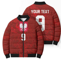 Custom Poland National Football Bomber Puffer Jacket The Eagles on Flames - Wonder Print Shop