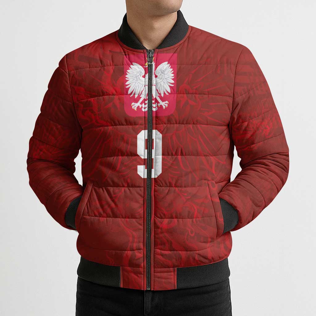 Custom Poland National Football Bomber Puffer Jacket The Eagles on Flames - Wonder Print Shop