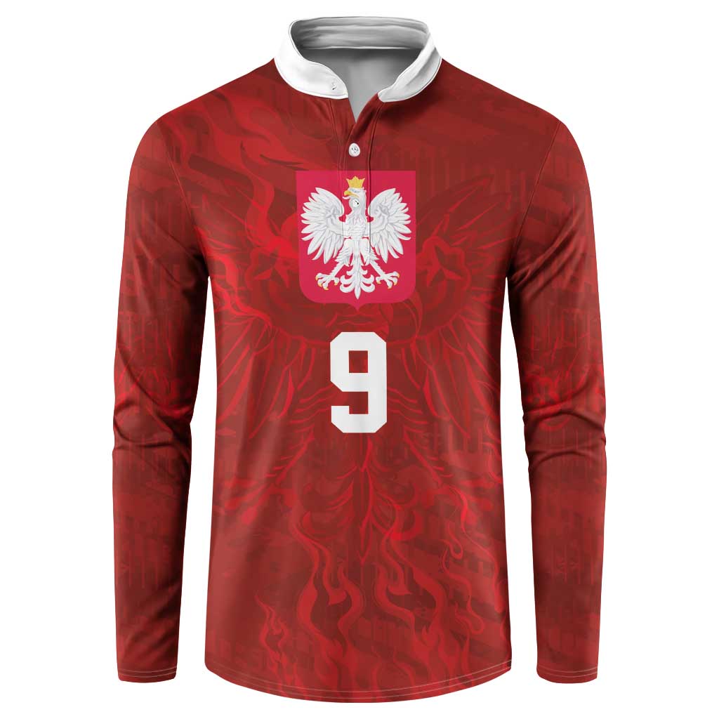 Custom Poland National Football Button Sweatshirt The Eagles on Flames - Wonder Print Shop