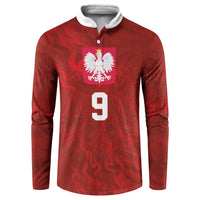 Custom Poland National Football Button Sweatshirt The Eagles on Flames - Wonder Print Shop