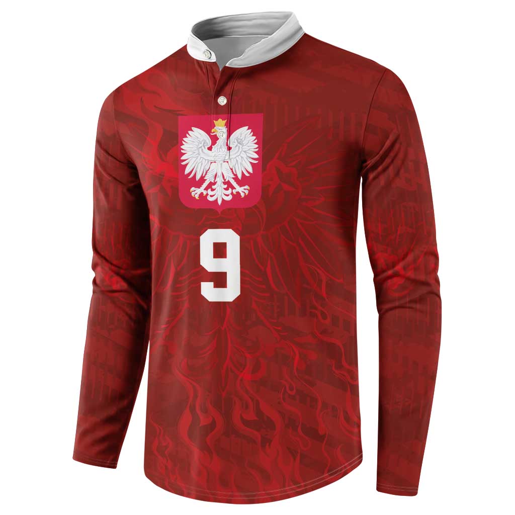 Custom Poland National Football Button Sweatshirt The Eagles on Flames - Wonder Print Shop
