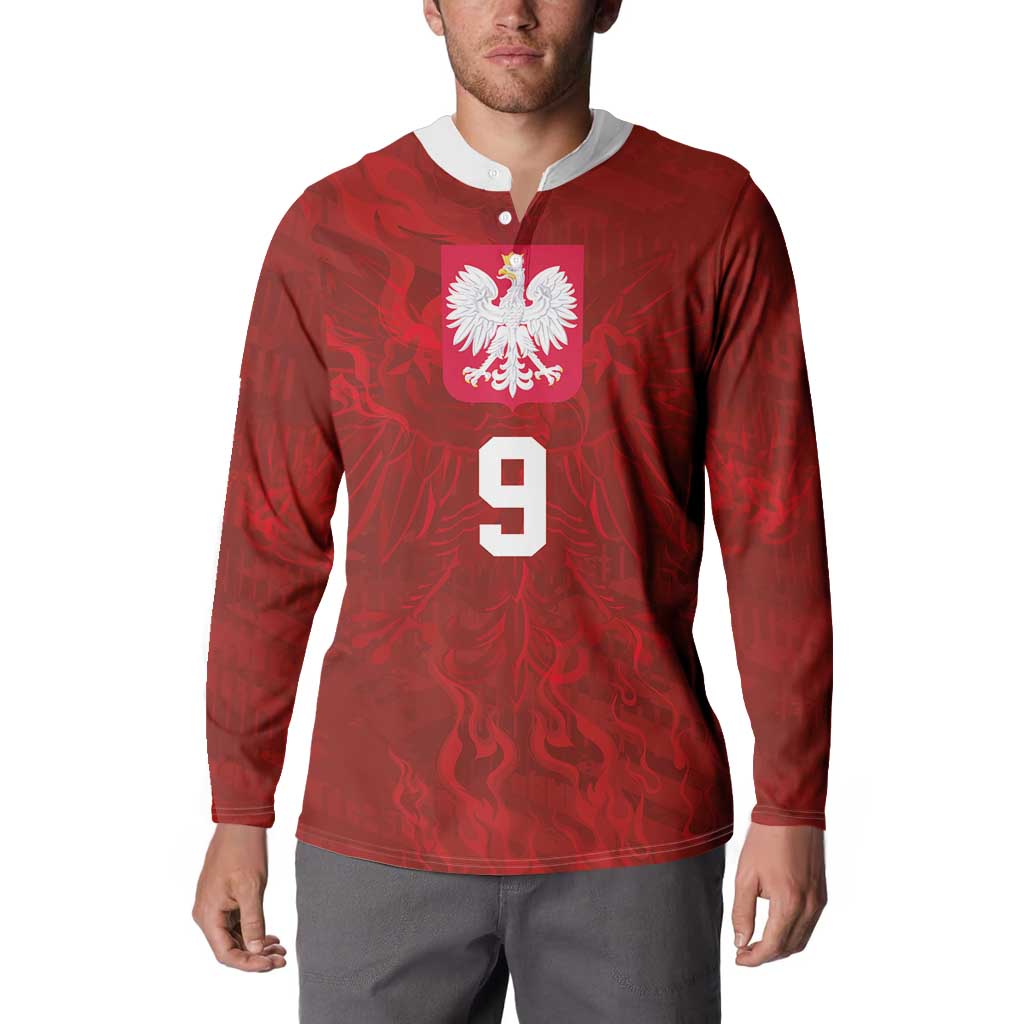 Custom Poland National Football Button Sweatshirt The Eagles on Flames - Wonder Print Shop