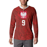 Custom Poland National Football Button Sweatshirt The Eagles on Flames - Wonder Print Shop