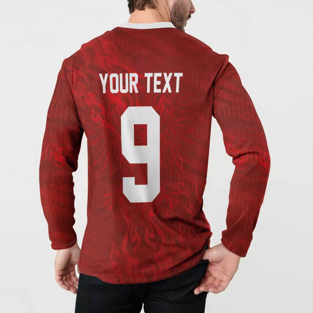 Custom Poland National Football Button Sweatshirt The Eagles on Flames - Wonder Print Shop