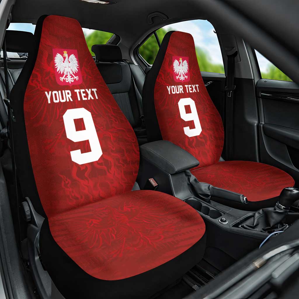 Custom Poland National Football Car Seat Cover The Eagles on Flames - Wonder Print Shop