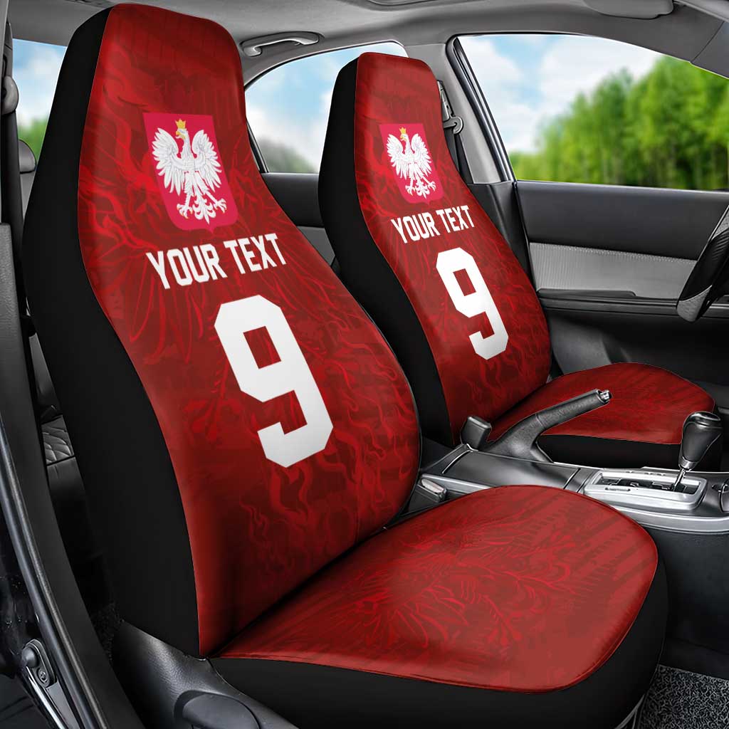 Custom Poland National Football Car Seat Cover The Eagles on Flames - Wonder Print Shop