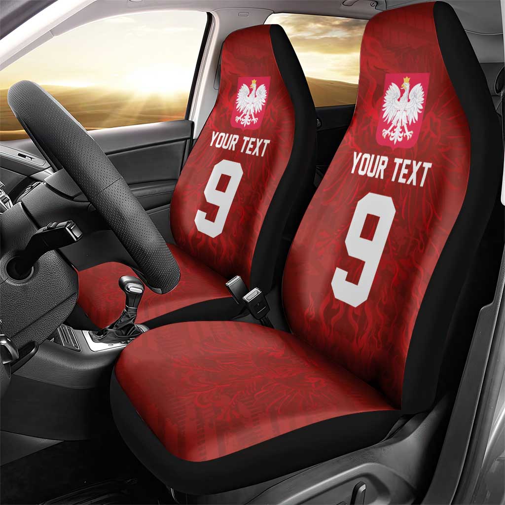 Custom Poland National Football Car Seat Cover The Eagles on Flames - Wonder Print Shop