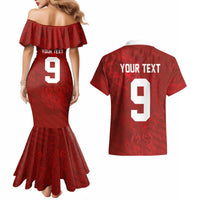Custom Poland National Football Couples Matching Mermaid Dress and Hawaiian Shirt The Eagles on Flames - Wonder Print Shop
