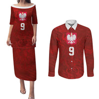 Custom Poland National Football Couples Matching Puletasi and Long Sleeve Button Shirt The Eagles on Flames - Wonder Print Shop