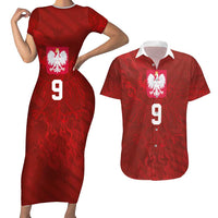 Custom Poland National Football Couples Matching Short Sleeve Bodycon Dress and Hawaiian Shirt The Eagles on Flames - Wonder Print Shop