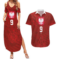 Custom Poland National Football Couples Matching Summer Maxi Dress and Hawaiian Shirt The Eagles on Flames - Wonder Print Shop