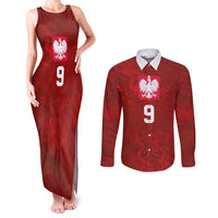 Custom Poland National Football Couples Matching Tank Maxi Dress and Long Sleeve Button Shirt The Eagles on Flames - Wonder Print Shop