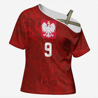 Custom Poland National Football Cross Shoulder Shirt The Eagles on Flames - Wonder Print Shop