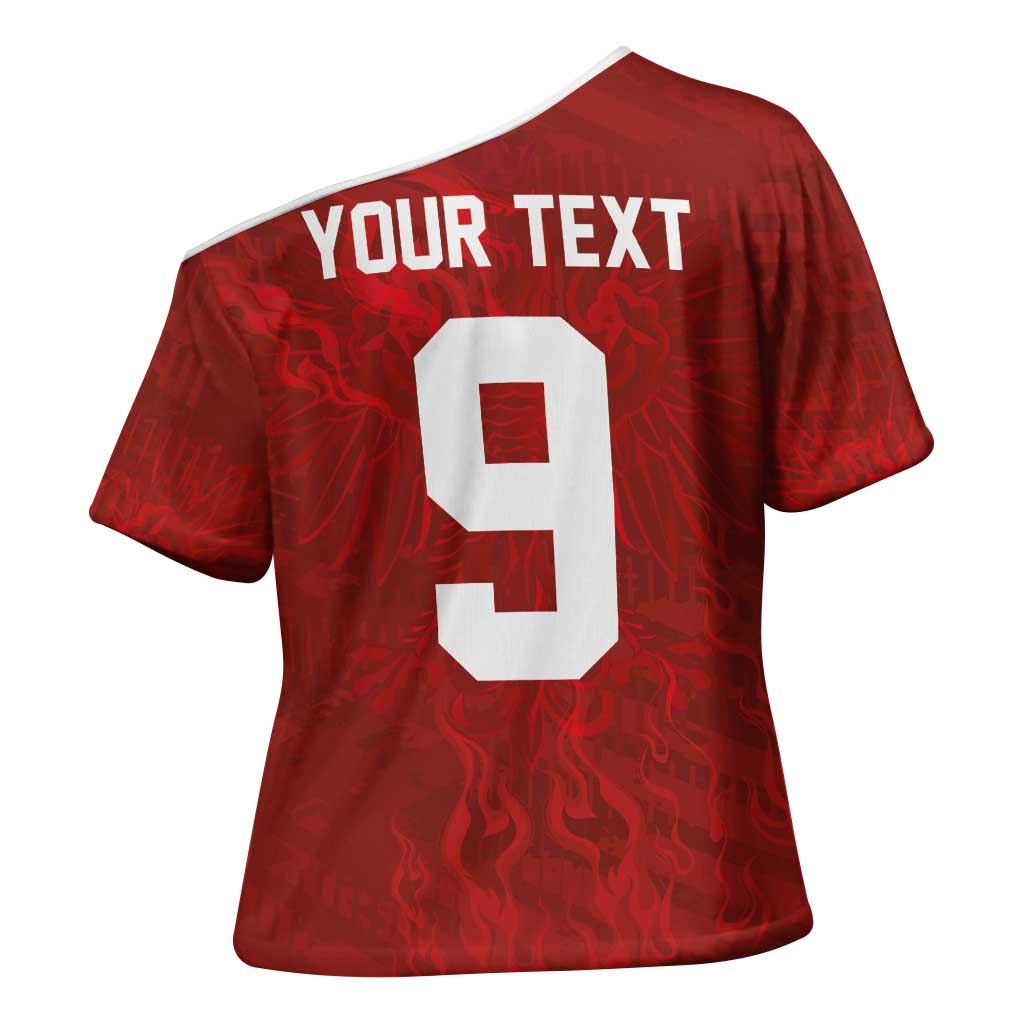Custom Poland National Football Cross Shoulder Shirt The Eagles on Flames - Wonder Print Shop
