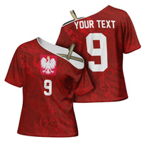 Custom Poland National Football Cross Shoulder Shirt The Eagles on Flames - Wonder Print Shop