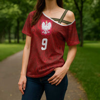 Custom Poland National Football Cross Shoulder Shirt The Eagles on Flames - Wonder Print Shop