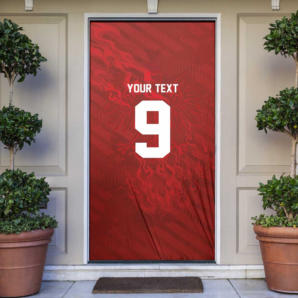 Custom Poland National Football Door Cover The Eagles on Flames - Wonder Print Shop