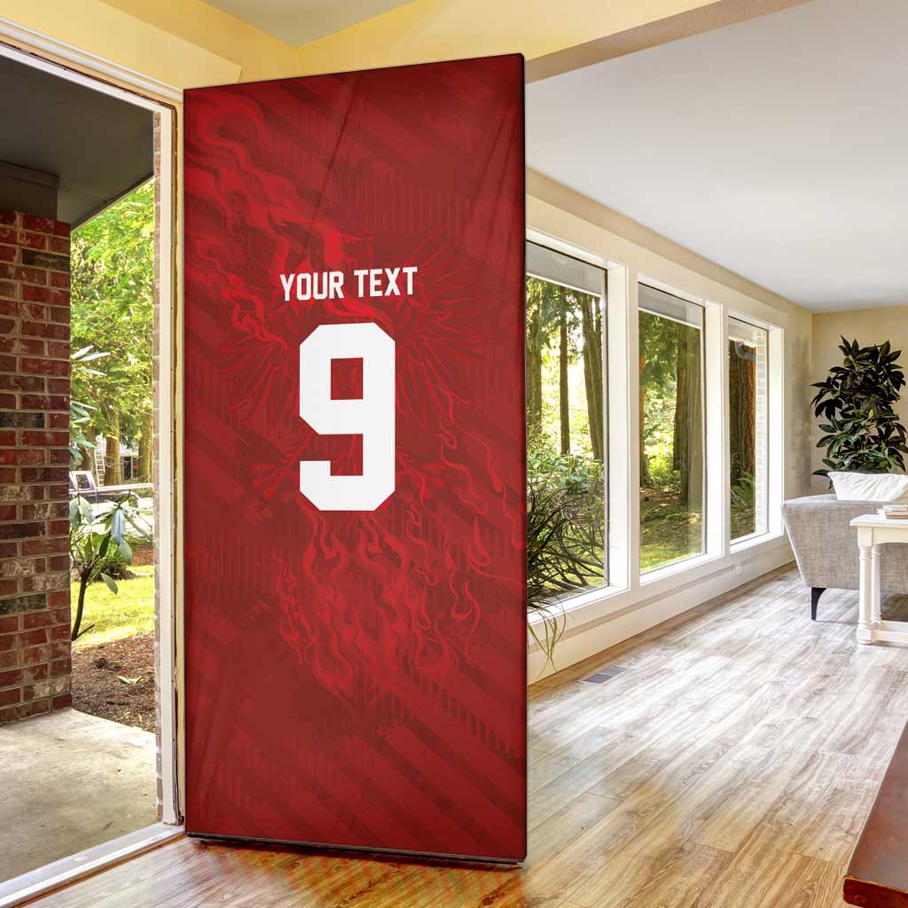 Custom Poland National Football Door Cover The Eagles on Flames - Wonder Print Shop