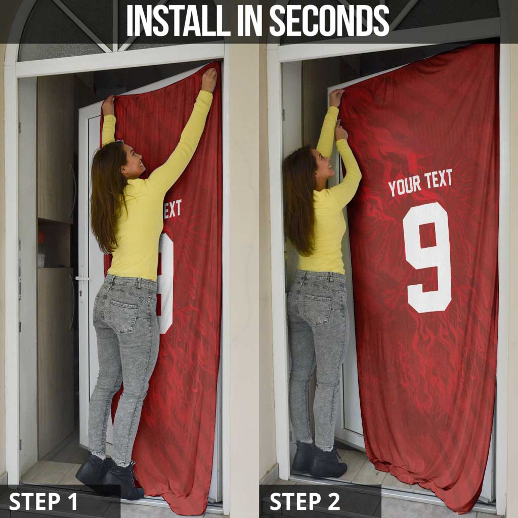 Custom Poland National Football Door Cover The Eagles on Flames - Wonder Print Shop