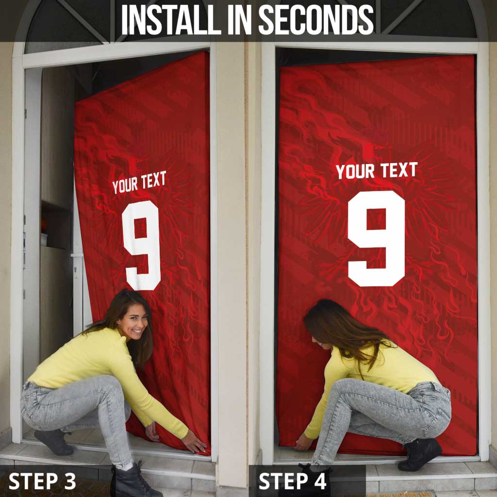 Custom Poland National Football Door Cover The Eagles on Flames - Wonder Print Shop