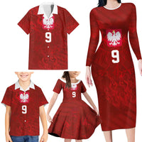 Custom Poland National Football Family Matching Long Sleeve Bodycon Dress and Hawaiian Shirt The Eagles on Flames - Wonder Print Shop