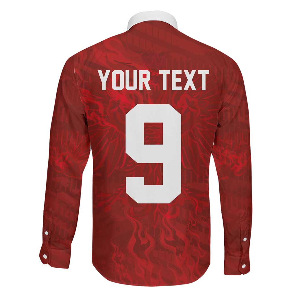 Custom Poland National Football Family Matching Long Sleeve Bodycon Dress and Hawaiian Shirt The Eagles on Flames - Wonder Print Shop