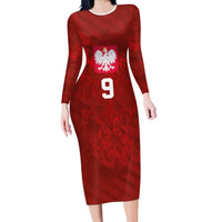 Custom Poland National Football Family Matching Long Sleeve Bodycon Dress and Hawaiian Shirt The Eagles on Flames - Wonder Print Shop