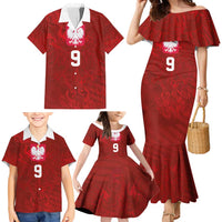 Custom Poland National Football Family Matching Mermaid Dress and Hawaiian Shirt The Eagles on Flames - Wonder Print Shop