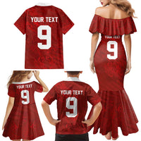 Custom Poland National Football Family Matching Mermaid Dress and Hawaiian Shirt The Eagles on Flames - Wonder Print Shop