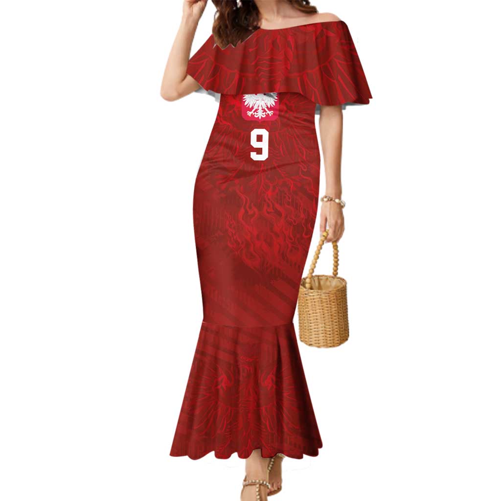 Custom Poland National Football Family Matching Mermaid Dress and Hawaiian Shirt The Eagles on Flames - Wonder Print Shop