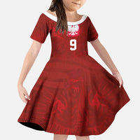Custom Poland National Football Family Matching Off The Shoulder Long Sleeve Dress and Hawaiian Shirt The Eagles on Flames - Wonder Print Shop