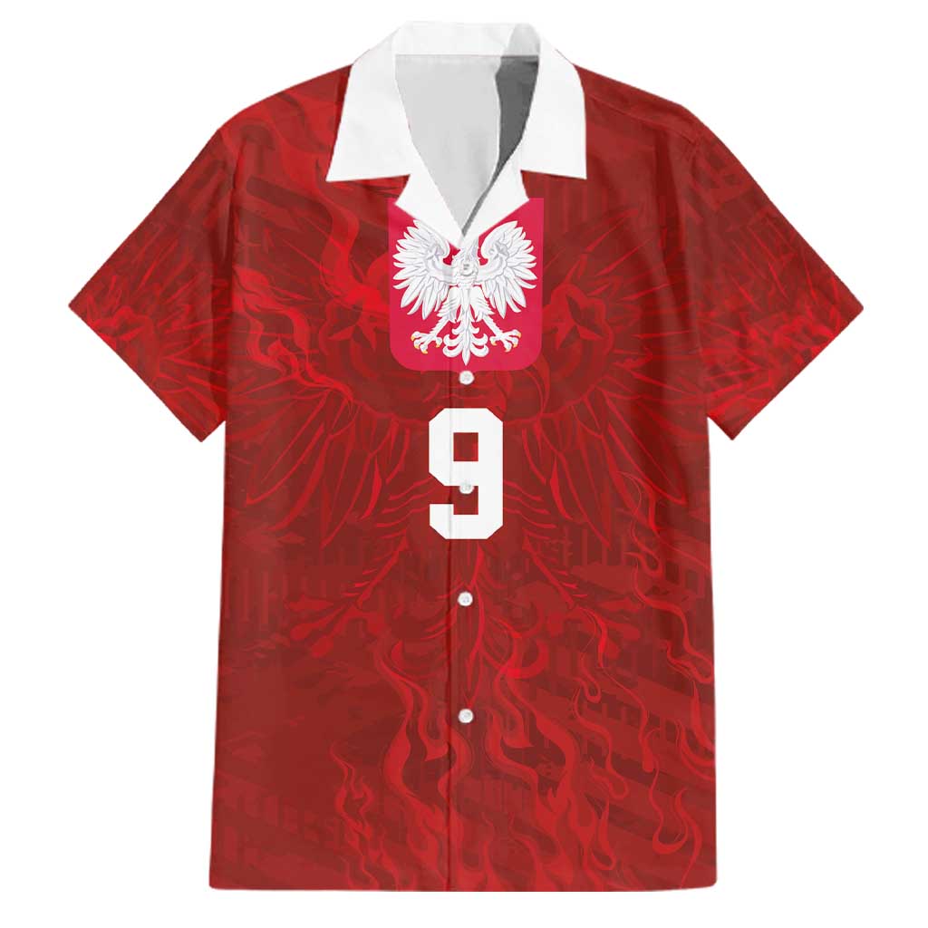 Custom Poland National Football Family Matching Off Shoulder Maxi Dress and Hawaiian Shirt The Eagles on Flames - Wonder Print Shop