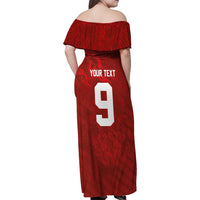 Custom Poland National Football Family Matching Off Shoulder Maxi Dress and Hawaiian Shirt The Eagles on Flames - Wonder Print Shop