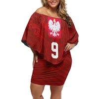 Custom Poland National Football Family Matching Off Shoulder Short Dress and Hawaiian Shirt The Eagles on Flames - Wonder Print Shop