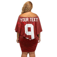 Custom Poland National Football Family Matching Off Shoulder Short Dress and Hawaiian Shirt The Eagles on Flames - Wonder Print Shop