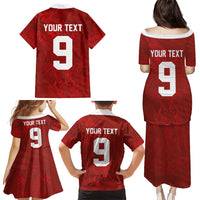 Custom Poland National Football Family Matching Puletasi and Hawaiian Shirt The Eagles on Flames - Wonder Print Shop