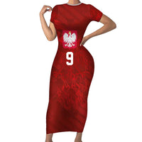 Custom Poland National Football Family Matching Short Sleeve Bodycon Dress and Hawaiian Shirt The Eagles on Flames - Wonder Print Shop