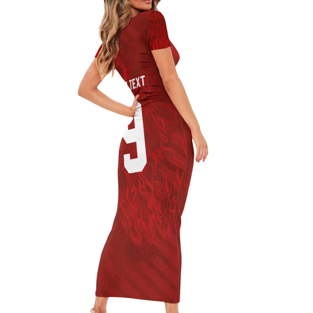 Custom Poland National Football Family Matching Short Sleeve Bodycon Dress and Hawaiian Shirt The Eagles on Flames - Wonder Print Shop