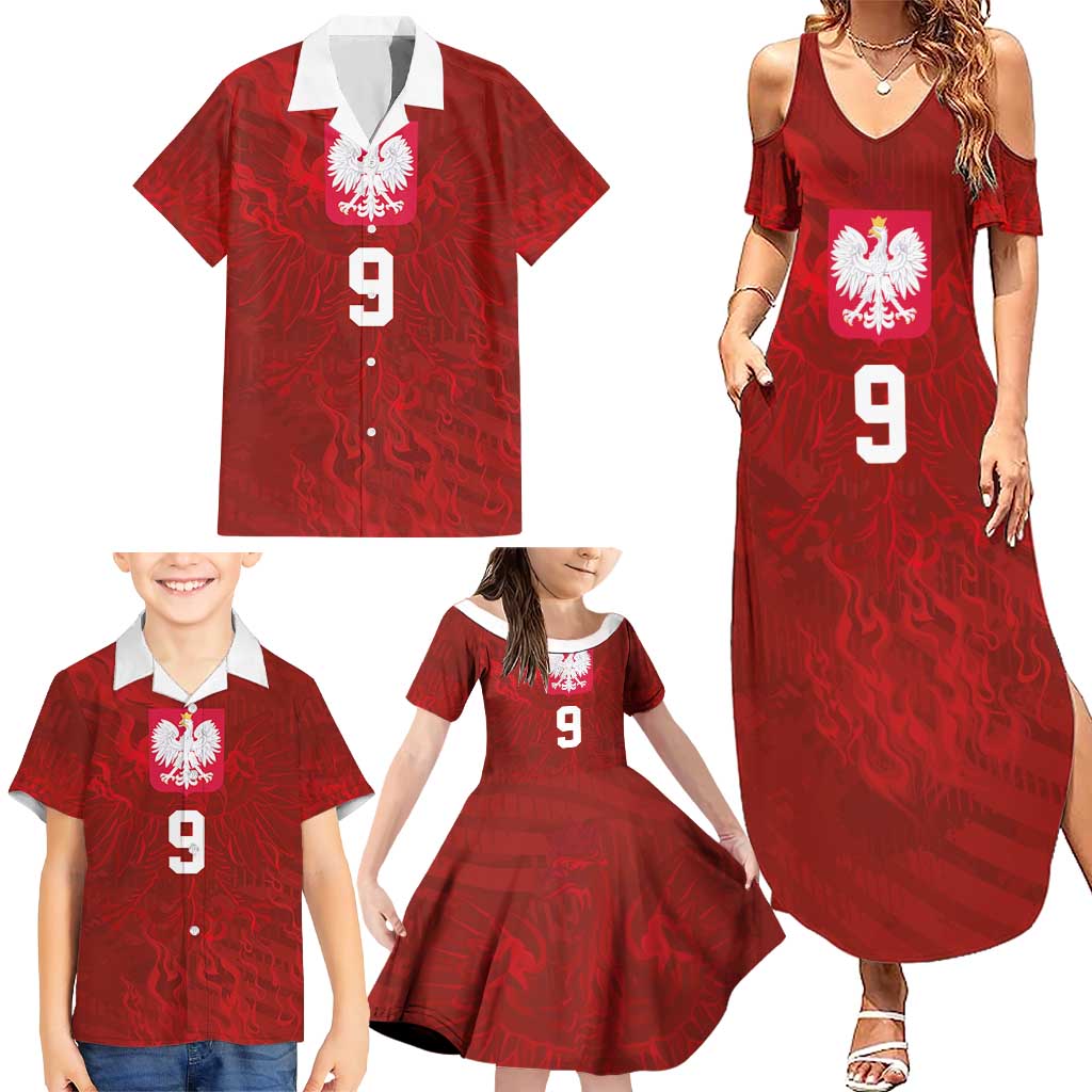 Custom Poland National Football Family Matching Summer Maxi Dress and Hawaiian Shirt The Eagles on Flames - Wonder Print Shop