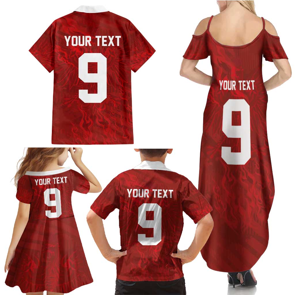 Custom Poland National Football Family Matching Summer Maxi Dress and Hawaiian Shirt The Eagles on Flames - Wonder Print Shop