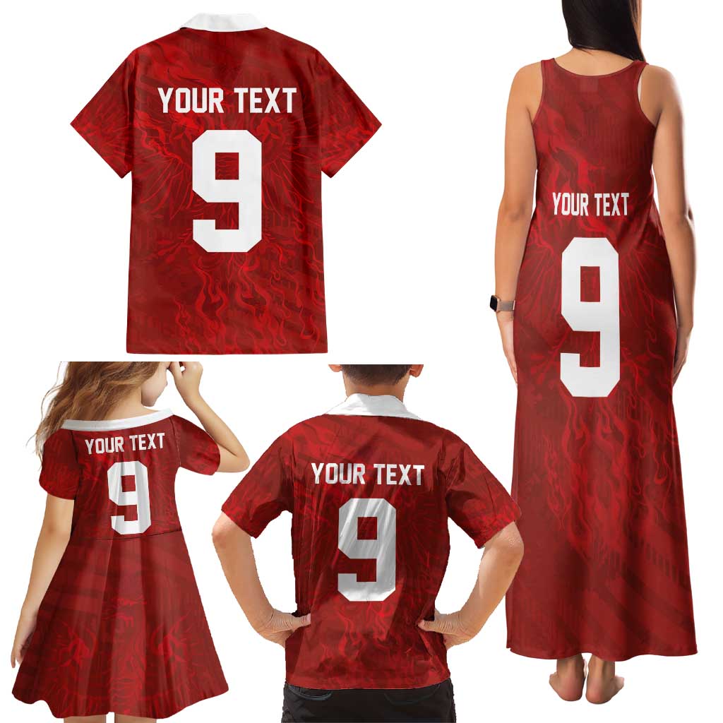 Custom Poland National Football Family Matching Tank Maxi Dress and Hawaiian Shirt The Eagles on Flames - Wonder Print Shop