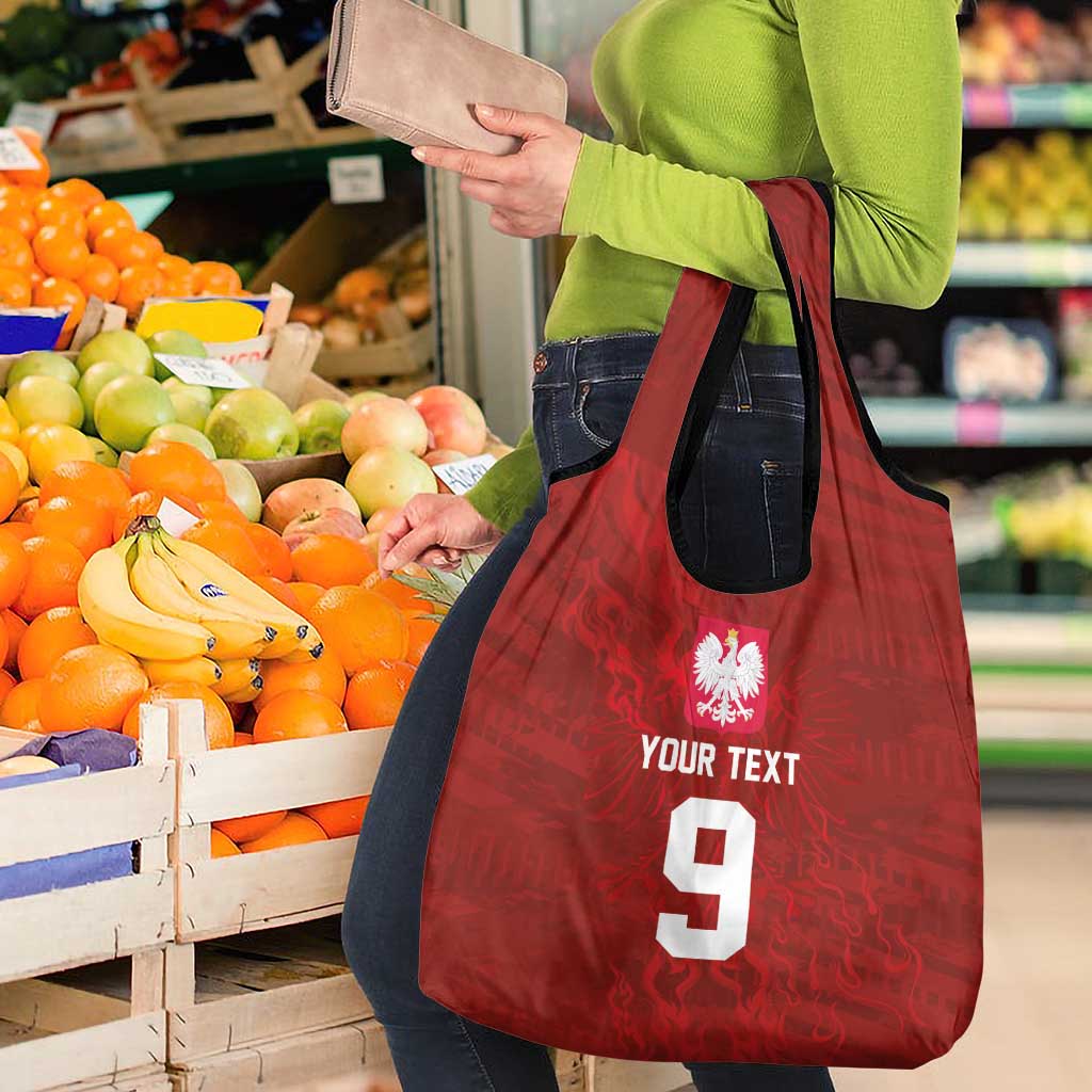 Custom Poland National Football Grocery Bag The Eagles on Flames - Wonder Print Shop