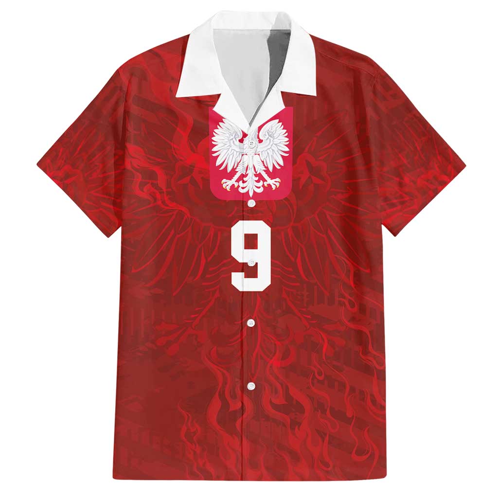 Custom Poland National Football Hawaiian Shirt The Eagles on Flames - Wonder Print Shop