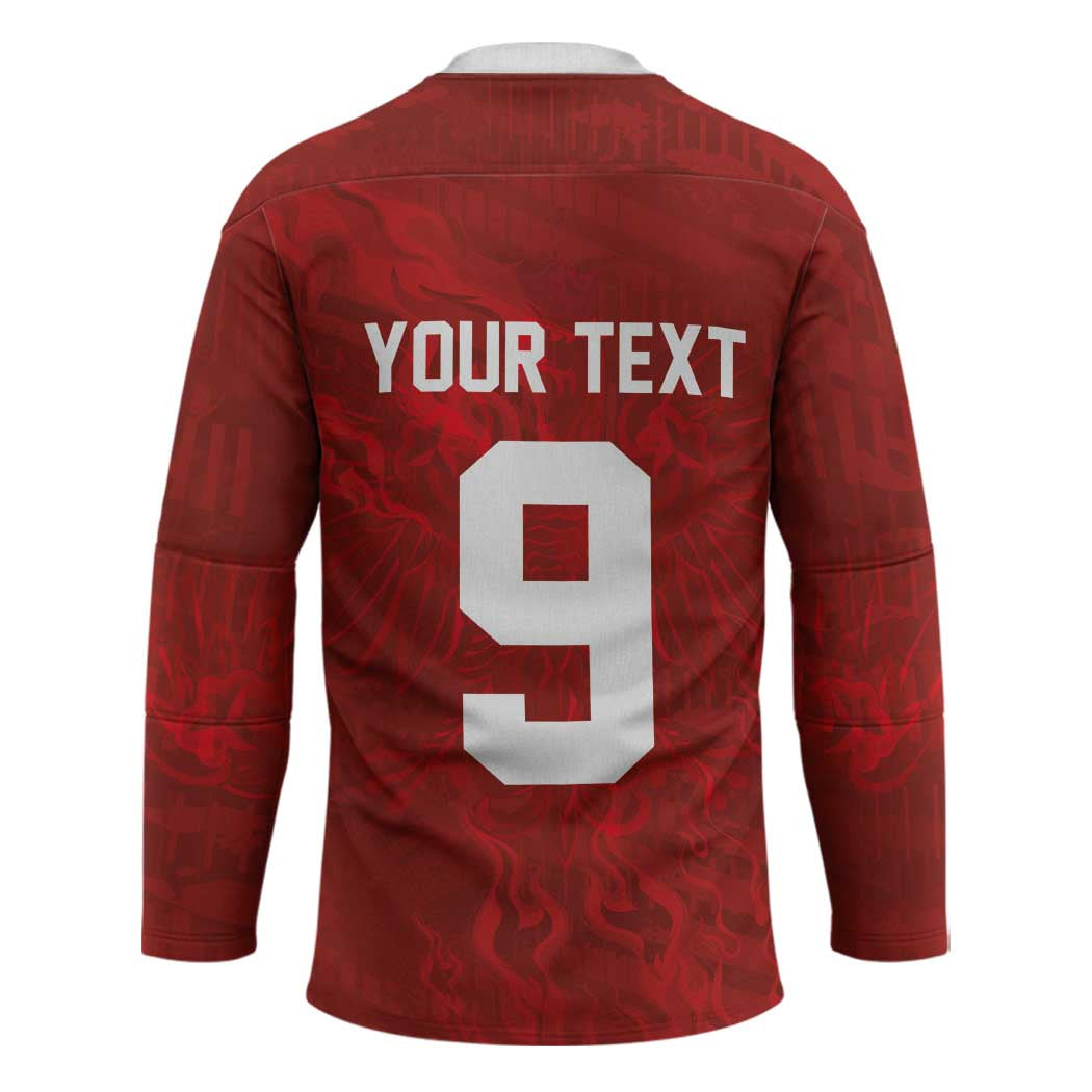 Custom Poland National Football Hockey Jersey The Eagles on Flames - Wonder Print Shop